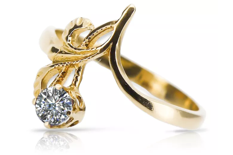 Or jaune 14 carats Zircon Anneau Bijoux vintage vrc095y